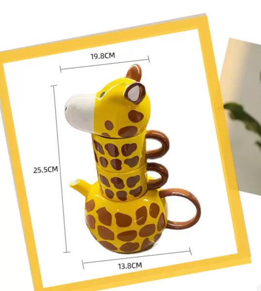 Cute Handmade Giraffe Teapot Set
