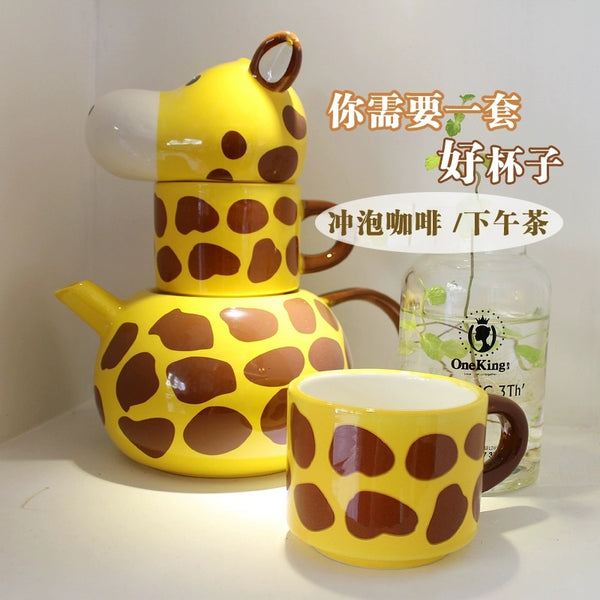 Cute Handmade Giraffe Teapot Set