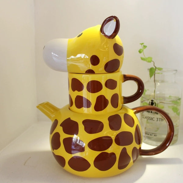 Cute Handmade Giraffe Teapot Set