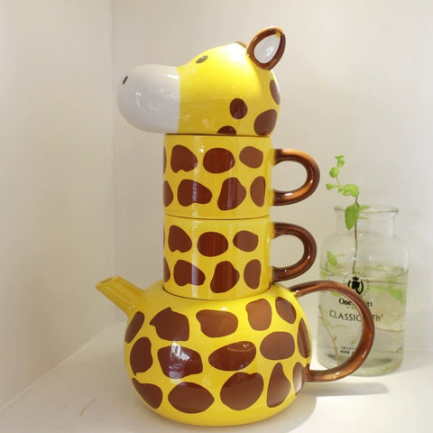 Cute Handmade Giraffe Teapot Set