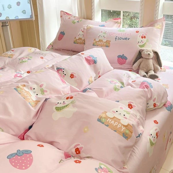 Strawberries With Rabbit Bedding Set