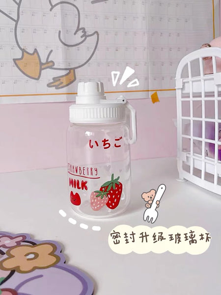 Cute Strawberry Milk Drinking Bottle
