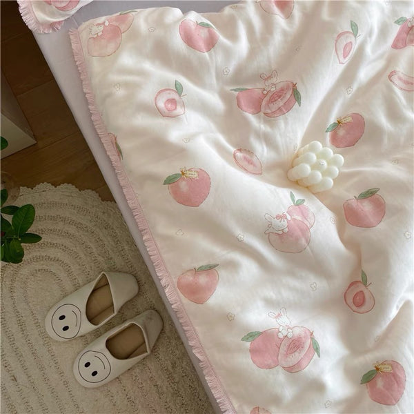 Peach With Rabbit Bedding Set