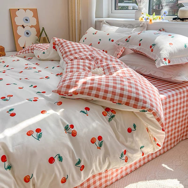 Plaid Cherry Bedding Set