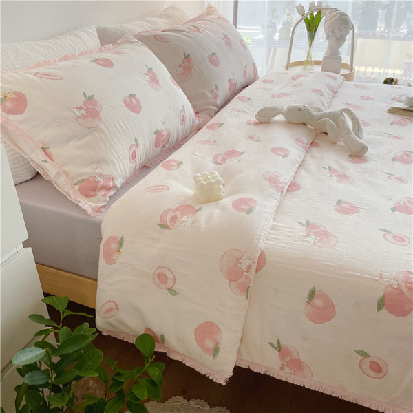 Peach With Rabbit Bedding Set