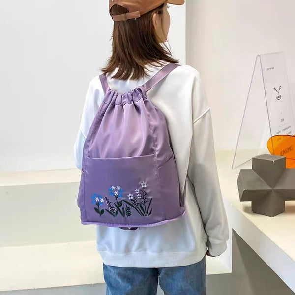 Flower Embroidery Foldable Backpack