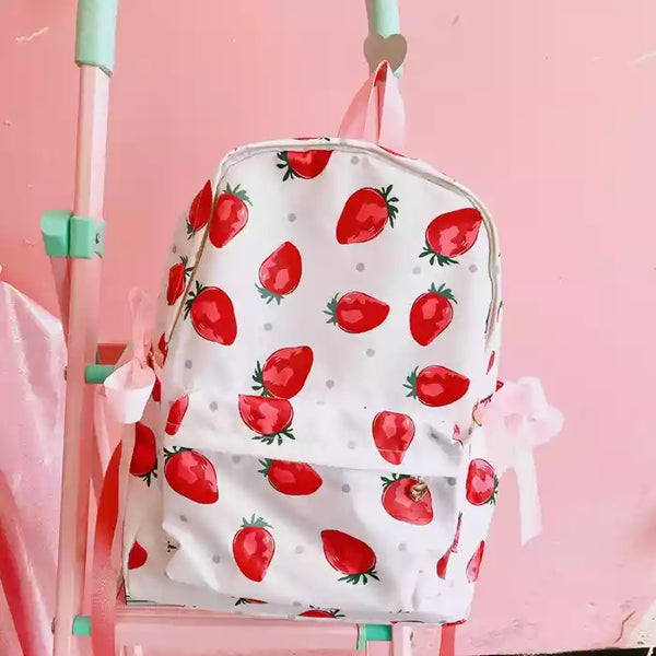 Strawberry Printed  Backpack