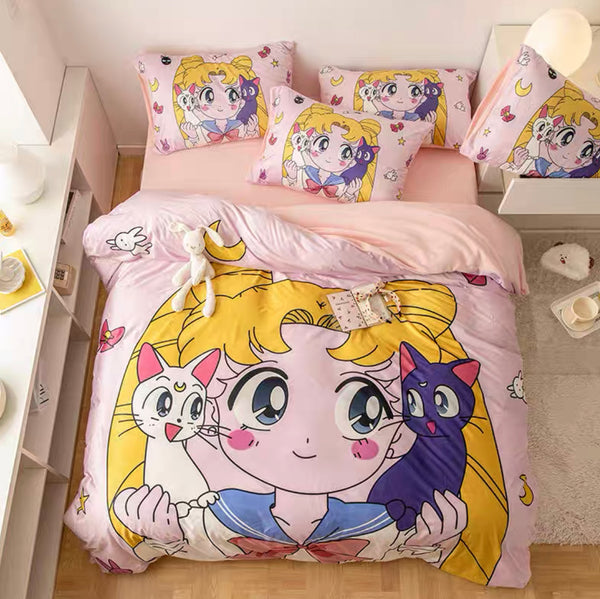 Girl With Cats Bedding Set