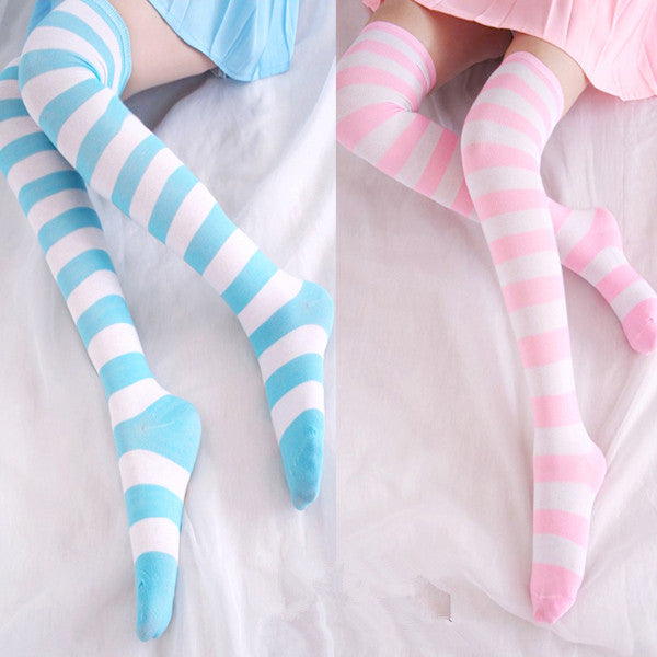 Pinky Color Stripes Pants Socks