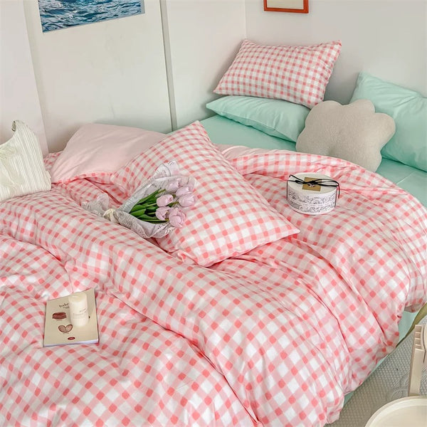 Pastel Plaid Bedding Set