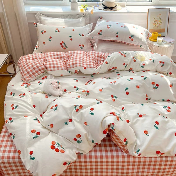 Plaid Cherry Bedding Set
