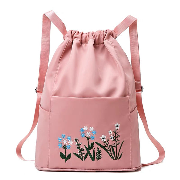 Flower Embroidery Foldable Backpack
