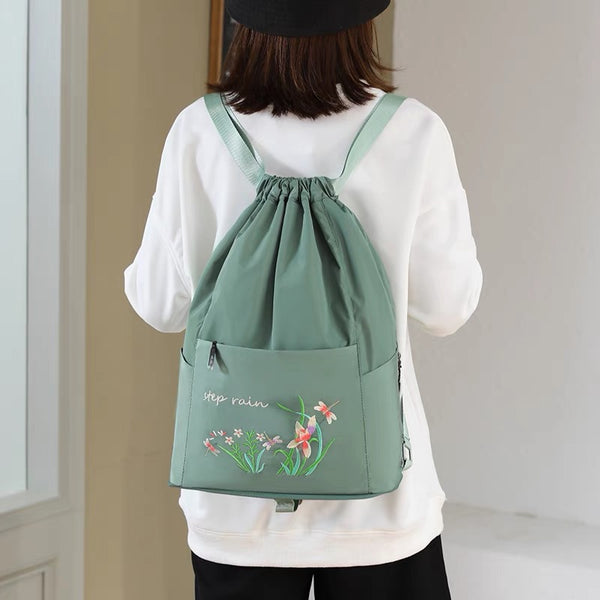 Cute Flower Embroidery Foldable Backpack