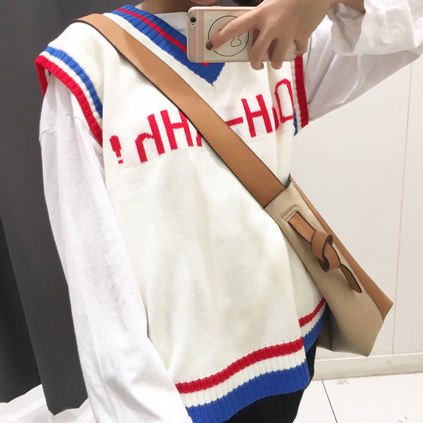 Cute Preppy Style Vest Knit Sweater