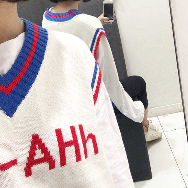 Cute Preppy Style Vest Knit Sweater
