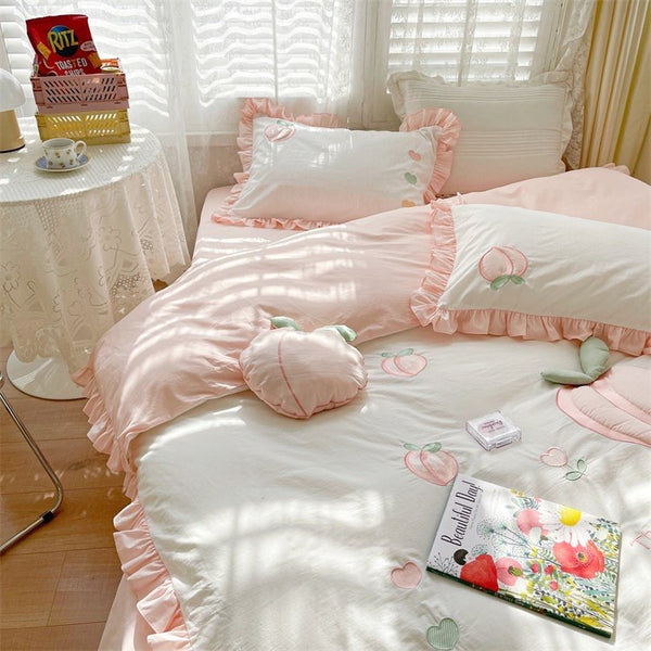 Kawaii Peach Bedding Set