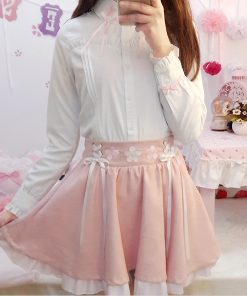 Sakura Embroidered Suspender Skirt