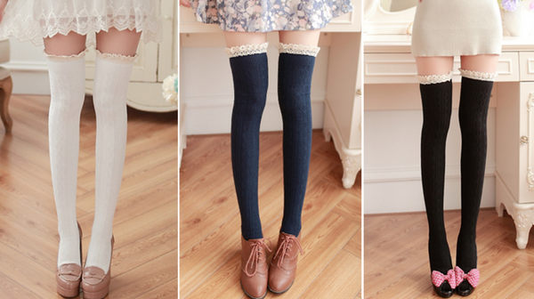 Lace Flower Knee-high Socks