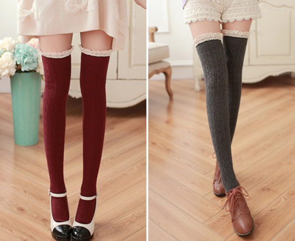 Lace Flower Knee-high Socks