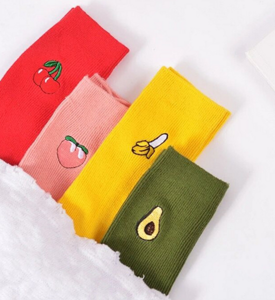 Fruit  Embroidery Socks