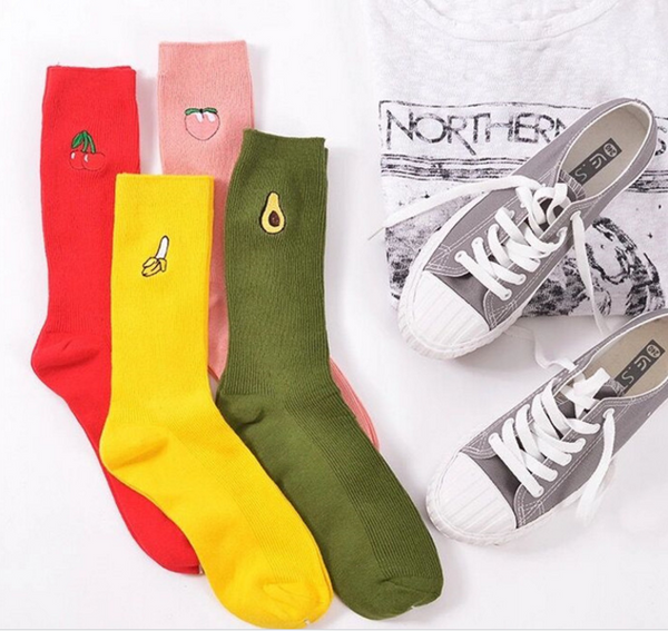 Fruit  Embroidery Socks