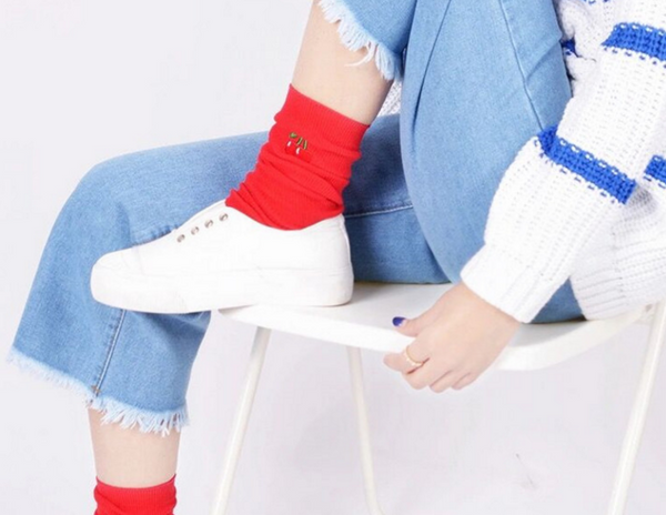 Fruit  Embroidery Socks