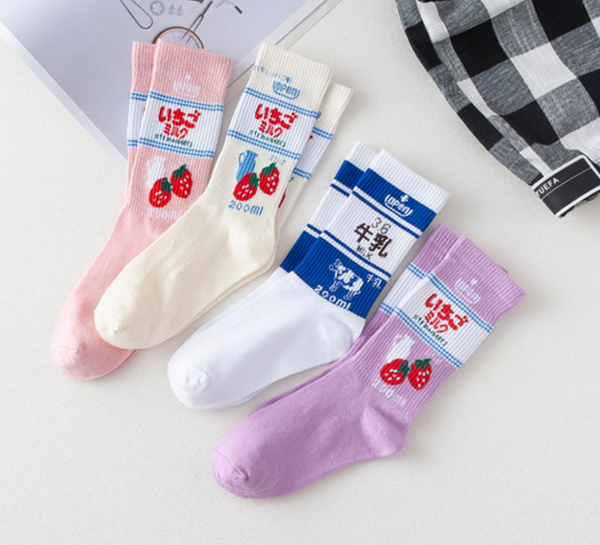 Lovely Strawberry Milk Socks