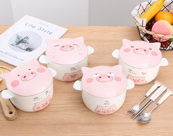 Kawaii Pig Bowl Set