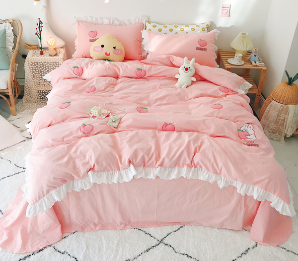 Sweet Rabbit And Peach Bedding Set