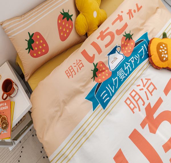 Cute Strawberry Milk Bedding Set