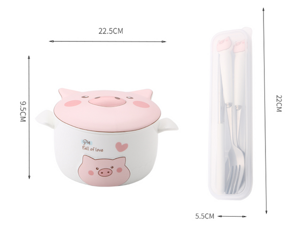 Kawaii Pig Bowl Set