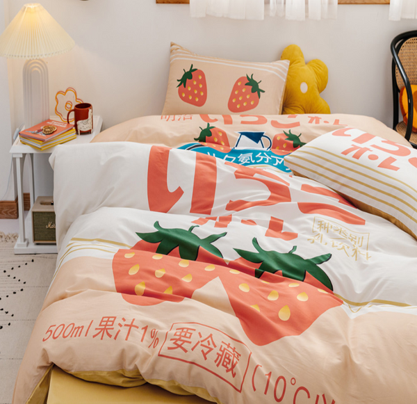 Cute Strawberry Milk Bedding Set