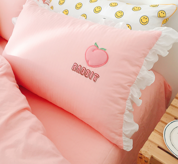 Sweet Rabbit And Peach Bedding Set