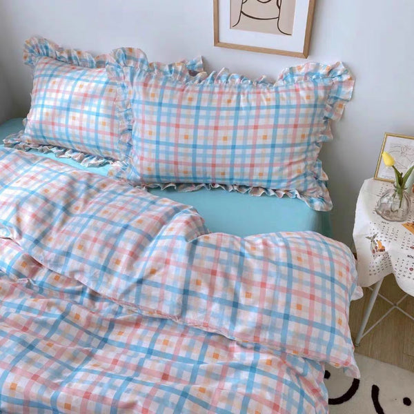 Rainbow Plaid Bedding Set