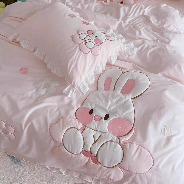 Flower And Rabbit Bedding Set