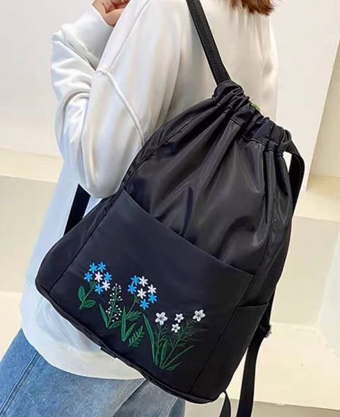 Flower Embroidery Foldable Backpack