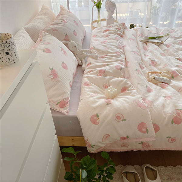 Peach With Rabbit Bedding Set