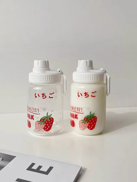 Cute Strawberry Milk Drinking Bottle