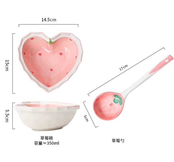 Sweet Strawberry Bowl And Spoon
