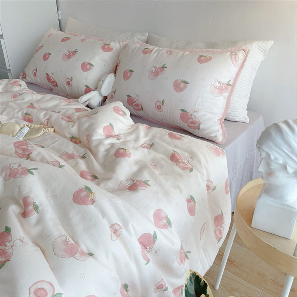 Peach With Rabbit Bedding Set