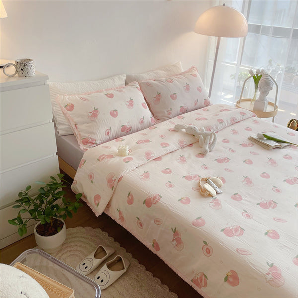 Peach With Rabbit Bedding Set
