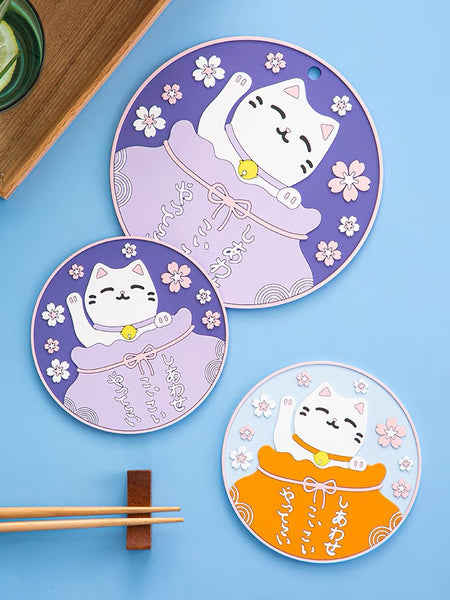 Sakura Cat Cup Mat