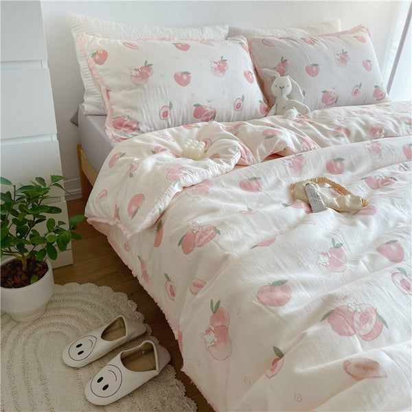 Peach With Rabbit Bedding Set