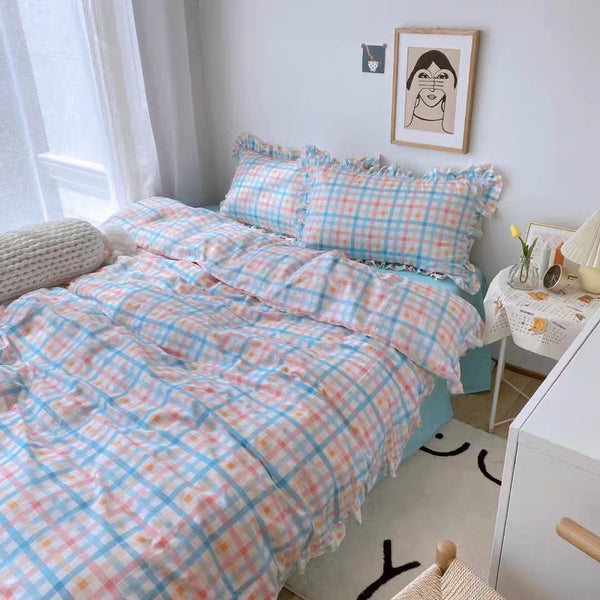 Rainbow Plaid Bedding Set