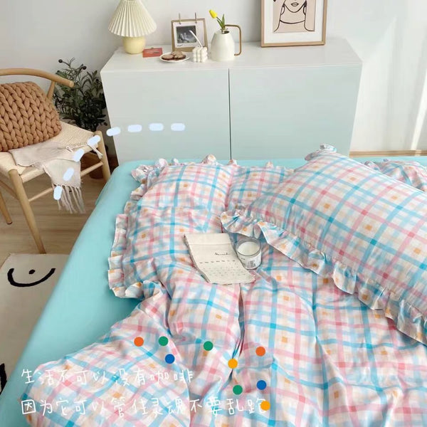 Rainbow Plaid Bedding Set