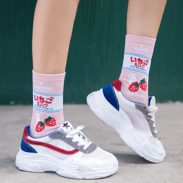 Lovely Strawberry Milk Socks