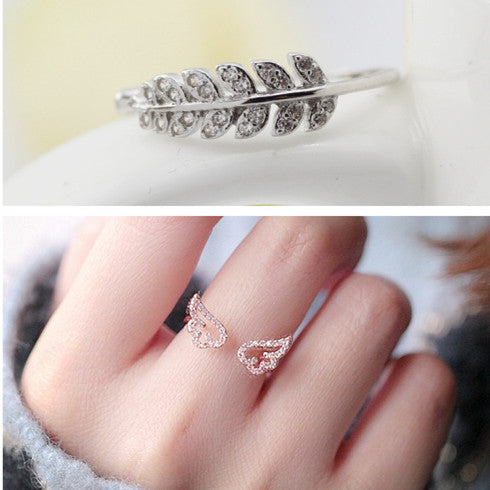 Angel Wings & Leaf Silver Ring