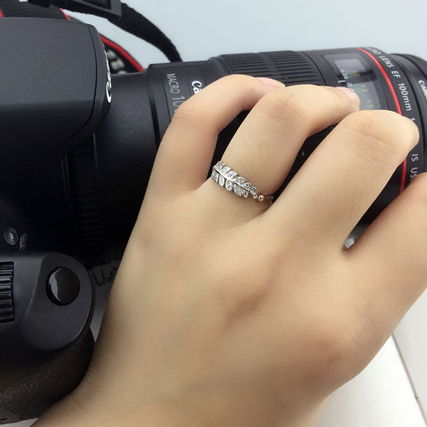 Angel Wings & Leaf Silver Ring