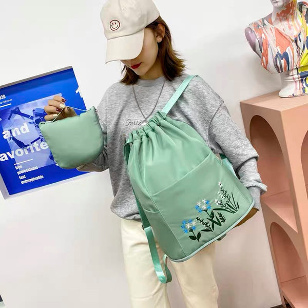 Flower Embroidery Foldable Backpack