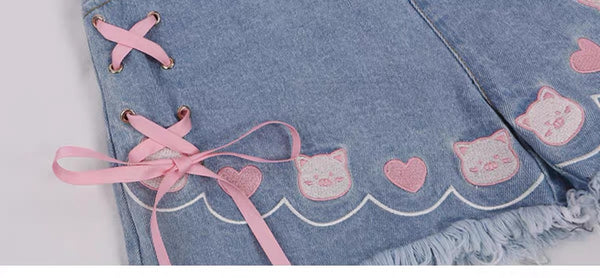 Cute Pig Jean Shorts
